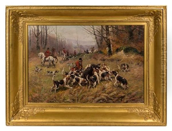 Hunt Scene Oil Painting by Eugene Petit