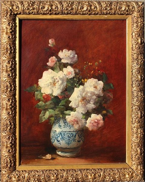 Vase De Roses Oil Painting by Eugene Petit