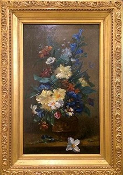 Nature Morte Aux Fleurs Oil Painting by Eugene Petit