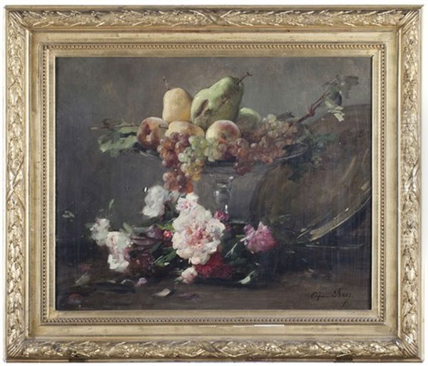 Nature Morte Aux Fleurs Et Fruits Oil Painting by Eugene Petit