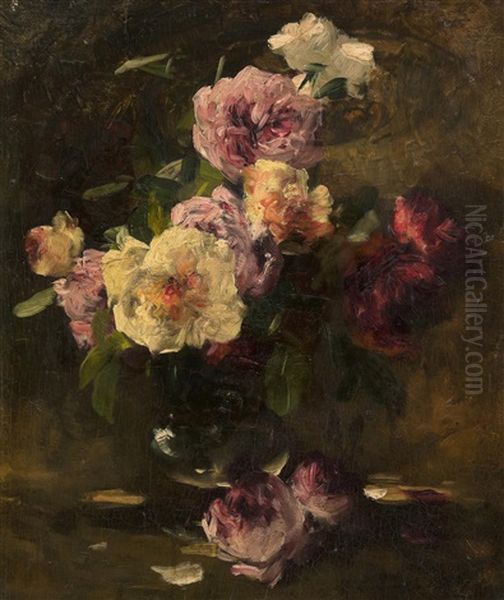 Rosenstilleben Oil Painting by Eugene Petit