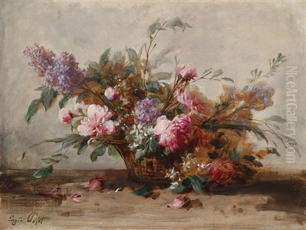 Ein Korb Mit Blumen Oil Painting by Eugene Petit