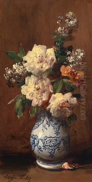 Blumenstuck Mit Rosen Oil Painting by Eugene Petit