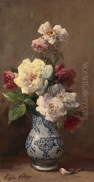 Blumenstuck Mit Rosen Oil Painting by Eugene Petit