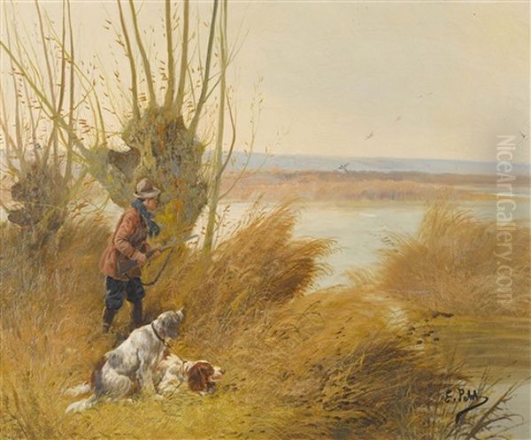 Der Jager Mit Seinen Hunden Auf Der Pirsch Oil Painting by Eugene Petit