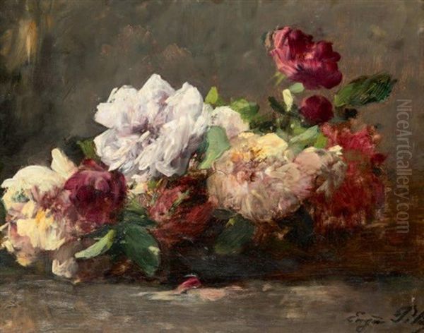 Panier De Roses Oil Painting by Eugene Petit