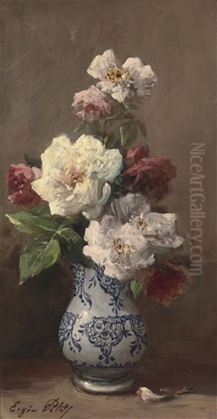 Blumenstuck Mit Rosen Oil Painting by Eugene Petit