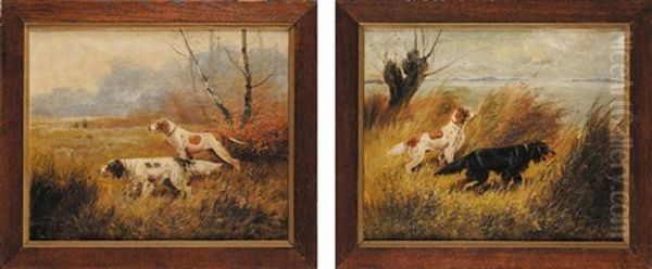 Chiens De Chasse (pair) Oil Painting by Eugene Petit