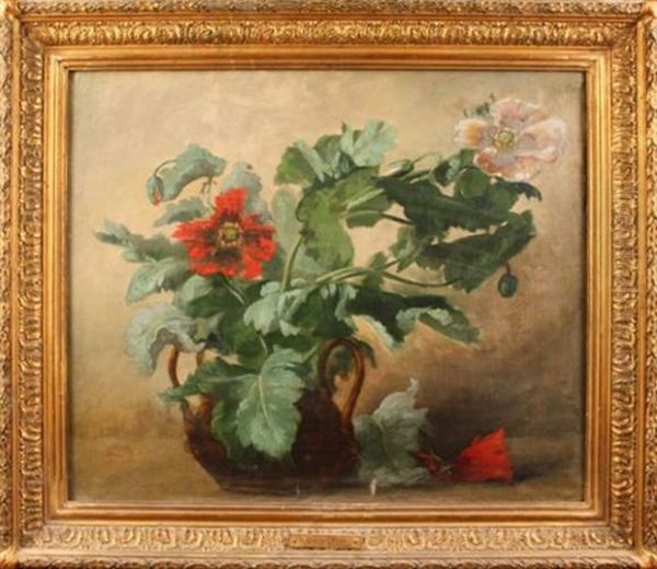 Bouquet De Pavots Rouge Et Blanc Oil Painting by Eugene Petit