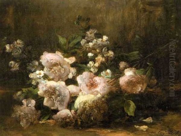 Jete De Pivoines Oil Painting by Eugene Petit