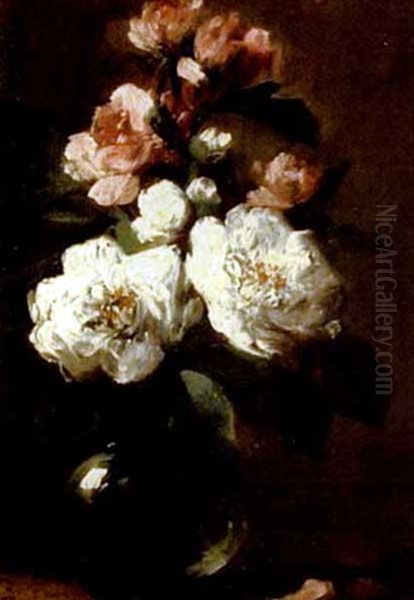 Bouquet De Fleurs Dans Un Vase Oil Painting by Eugene Petit