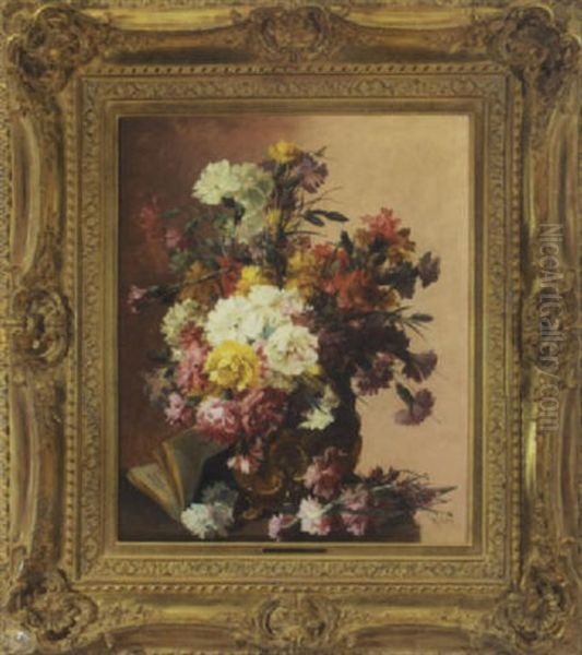 Still Life With Carnations Oil Painting by Eugene Petit