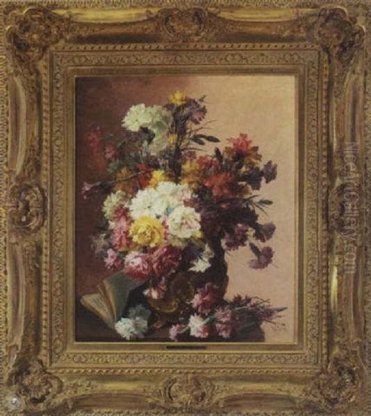 Still Life With Carnations Oil Painting by Eugene Petit