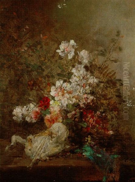 Floral Still Life Oil Painting by Eugene Petit