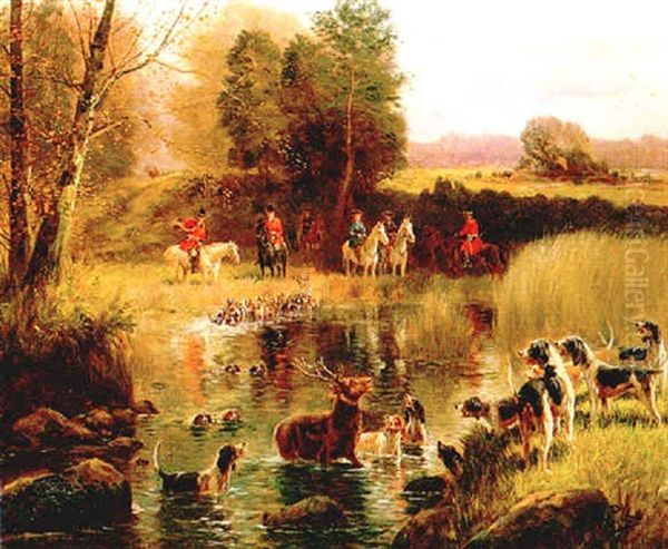 The Stag Hunt Oil Painting by Eugene Petit