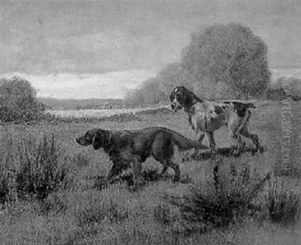 Deux Chiens A L'arret Oil Painting by Eugene Petit