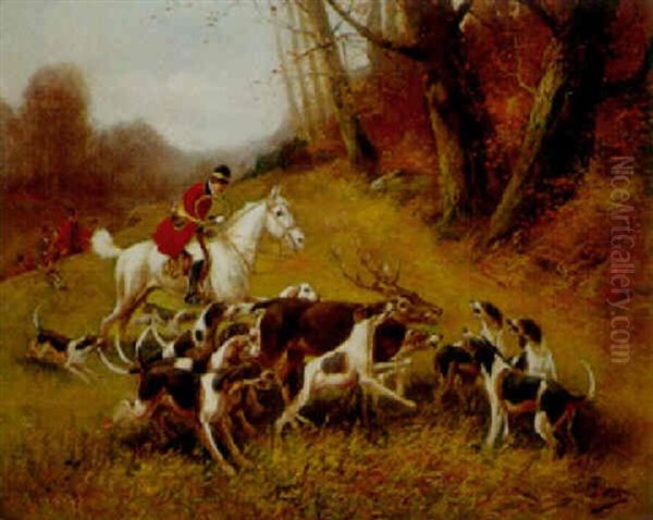 Chasse A Course Au Cerf Oil Painting by Eugene Petit