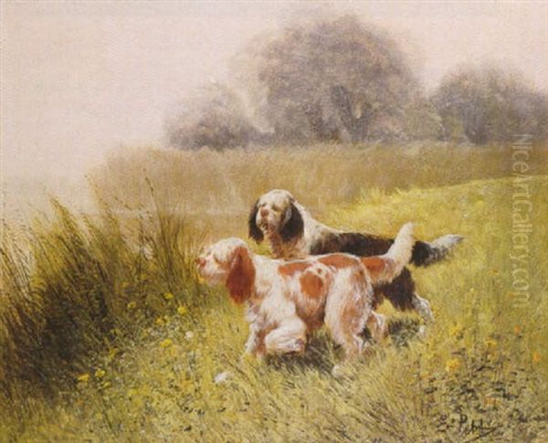 Chiens De Chasse A L'affut Oil Painting by Eugene Petit