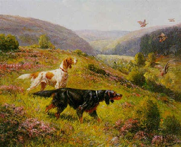 Chiens De Chasse Levant Des Perdreaux Oil Painting by Eugene Petit