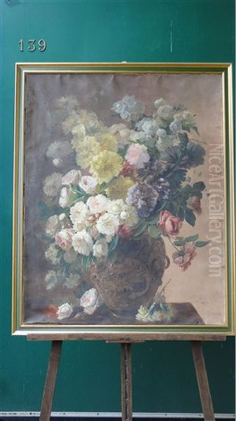 Bouquet De Fleurs Dans Un Vase Chinois Oil Painting by Jacob Petit