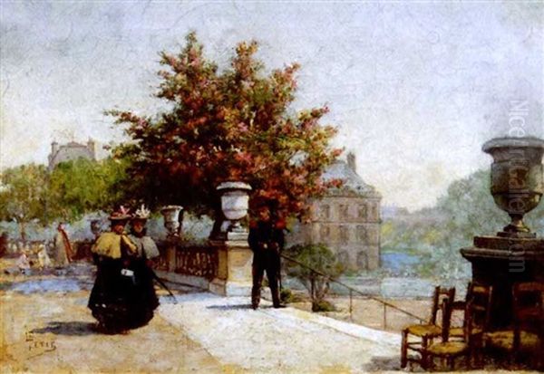 La Promenade Du Militaire Oil Painting by Louis Petit