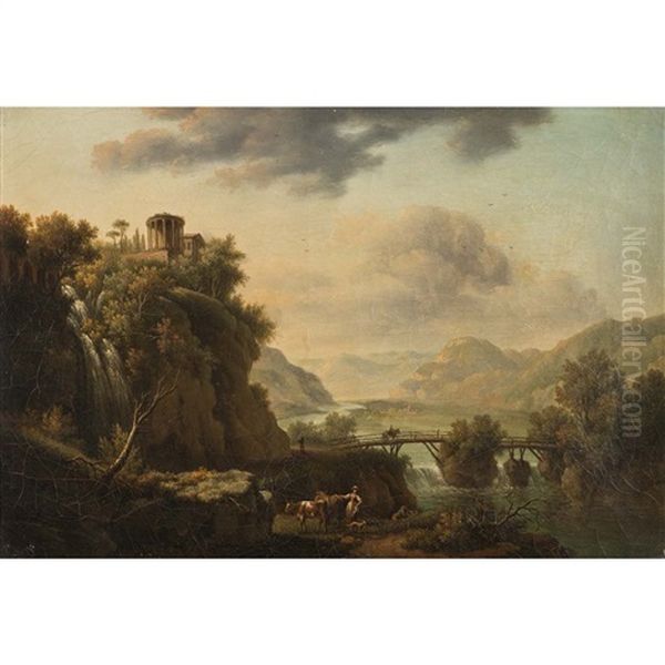 Bergere Au Pied Du Temple De La Sibylle Oil Painting by Pierre Joseph Petit