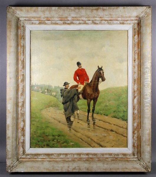 Men On Horseback Oil Painting by Pierre Petit-Gerard