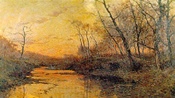 Tramonto Sul Fiume Oil Painting by Filiberto Petiti