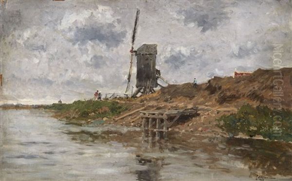 Le Moulin Oil Painting by Edmond Marie Petitjean