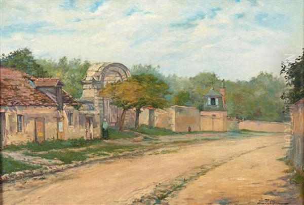 Paysanne Devant Un Porche Oil Painting by Edmond Marie Petitjean