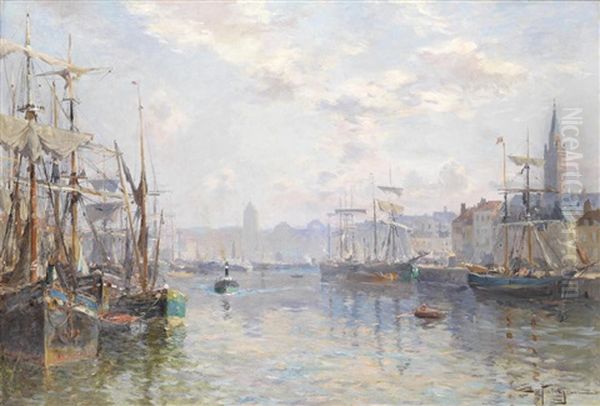 View Of Le Havre Oil Painting by Edmond Marie Petitjean