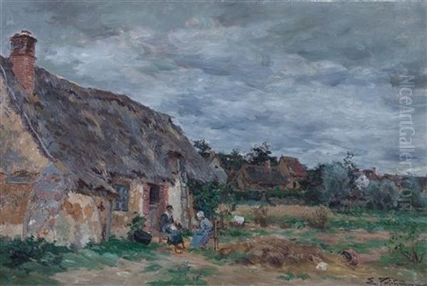 Environs De Chartres Oil Painting by Edmond Marie Petitjean