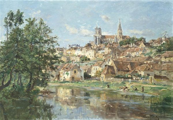 Semur, Cote D'or Oil Painting by Edmond Marie Petitjean