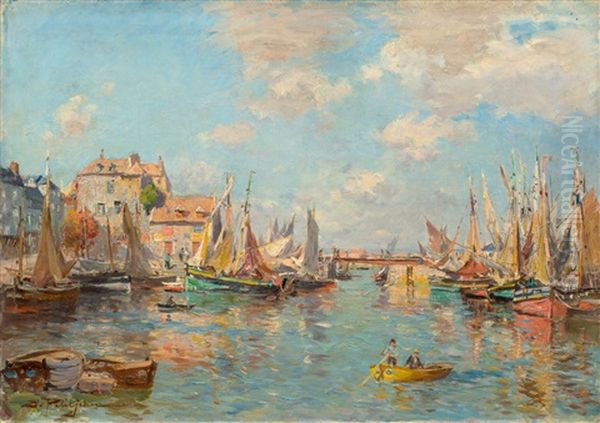 Scene De Port Oil Painting by Edmond Marie Petitjean