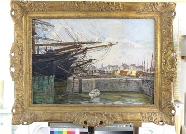 Vue Du Port De La Rochelle Oil Painting by Edmond Marie Petitjean