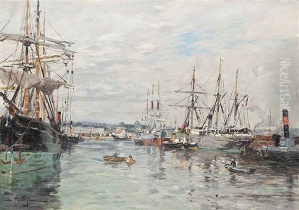 Le Harve, France Oil Painting by Edmond Marie Petitjean