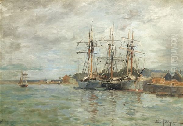 Bord De Mer, Probablement A Saint-servan, Pres De Saint-malo Oil Painting by Edmond Marie Petitjean