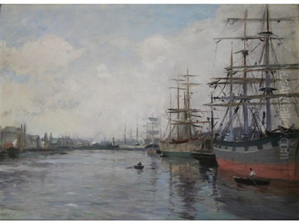 The Harbour Oil Painting by Edmond Marie Petitjean