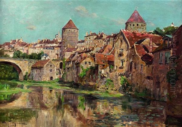 Semur-en-auxois Oil Painting by Edmond Marie Petitjean