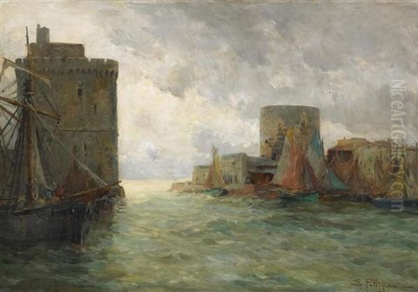 Der Hafen Von La Rochelle Oil Painting by Edmond Marie Petitjean