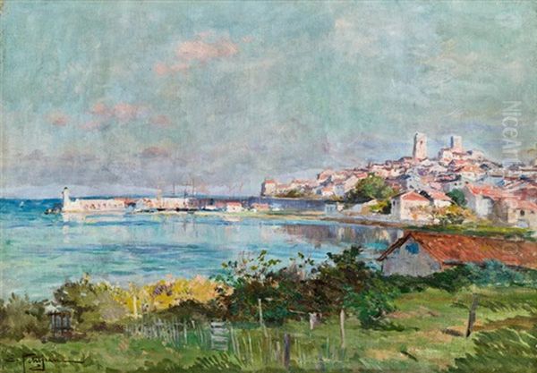 Stadt Am Meer (nizza?) Oil Painting by Edmond Marie Petitjean