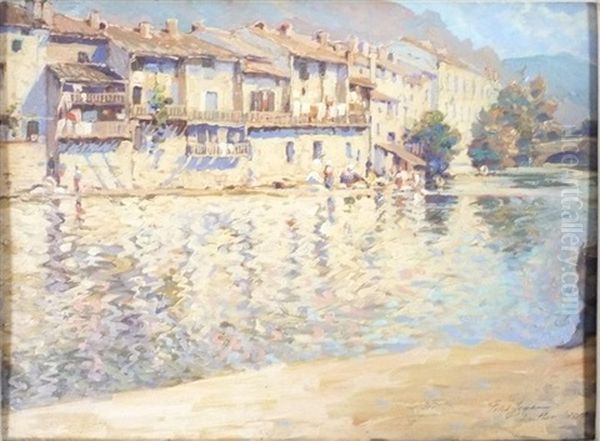 Vue Du Paillon Oil Painting by Edmond Marie Petitjean