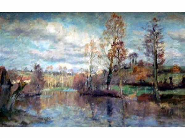 Fin D'automne A Parthenay Oil Painting by Edmond Marie Petitjean