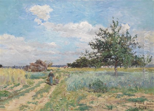 Sommerlandschaft Mit Figurlicher Staffage Oil Painting by Edmond Marie Petitjean