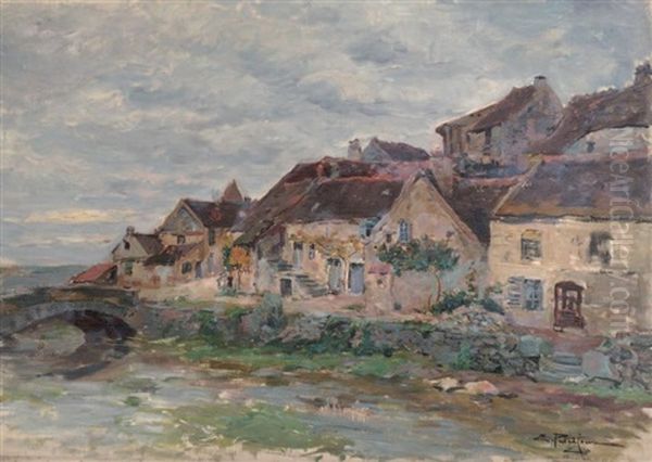 Petit Pont Au Pied D'un Hameau Oil Painting by Edmond Marie Petitjean