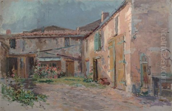 Cour De Ferme, L'ete En Lorraine Oil Painting by Edmond Marie Petitjean