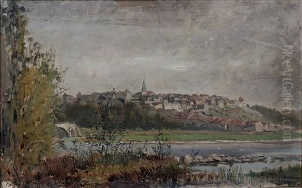 Village Et Clocher Sur La Butte by Edmond Marie Petitjean