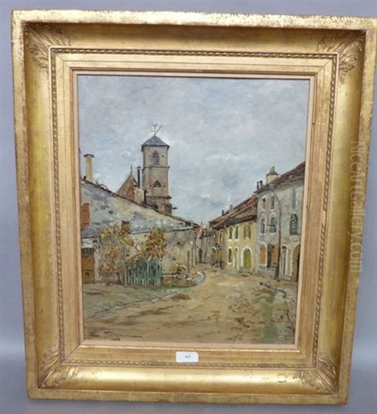 La Rue Au Coeur Du Village Oil Painting by Edmond Marie Petitjean