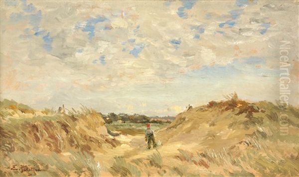 Dunes En Vendee Oil Painting by Edmond Marie Petitjean