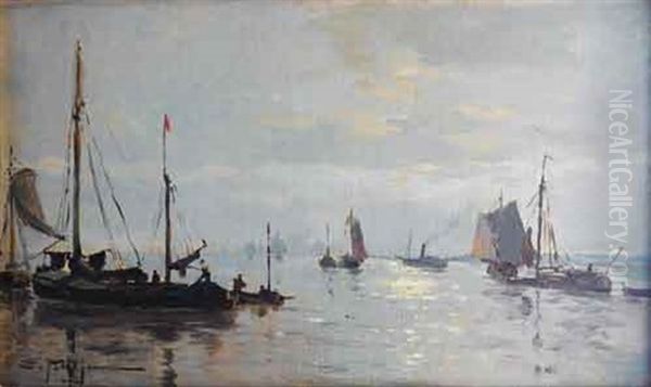 Le Port Oil Painting by Edmond Marie Petitjean